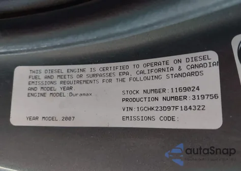 2007 Chevrolet Silverado 2500Hd Classic Lt1 из США, поврежденный, VIN 1GCHK23D97F184322